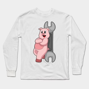 Pig Handyman Wrench Long Sleeve T-Shirt